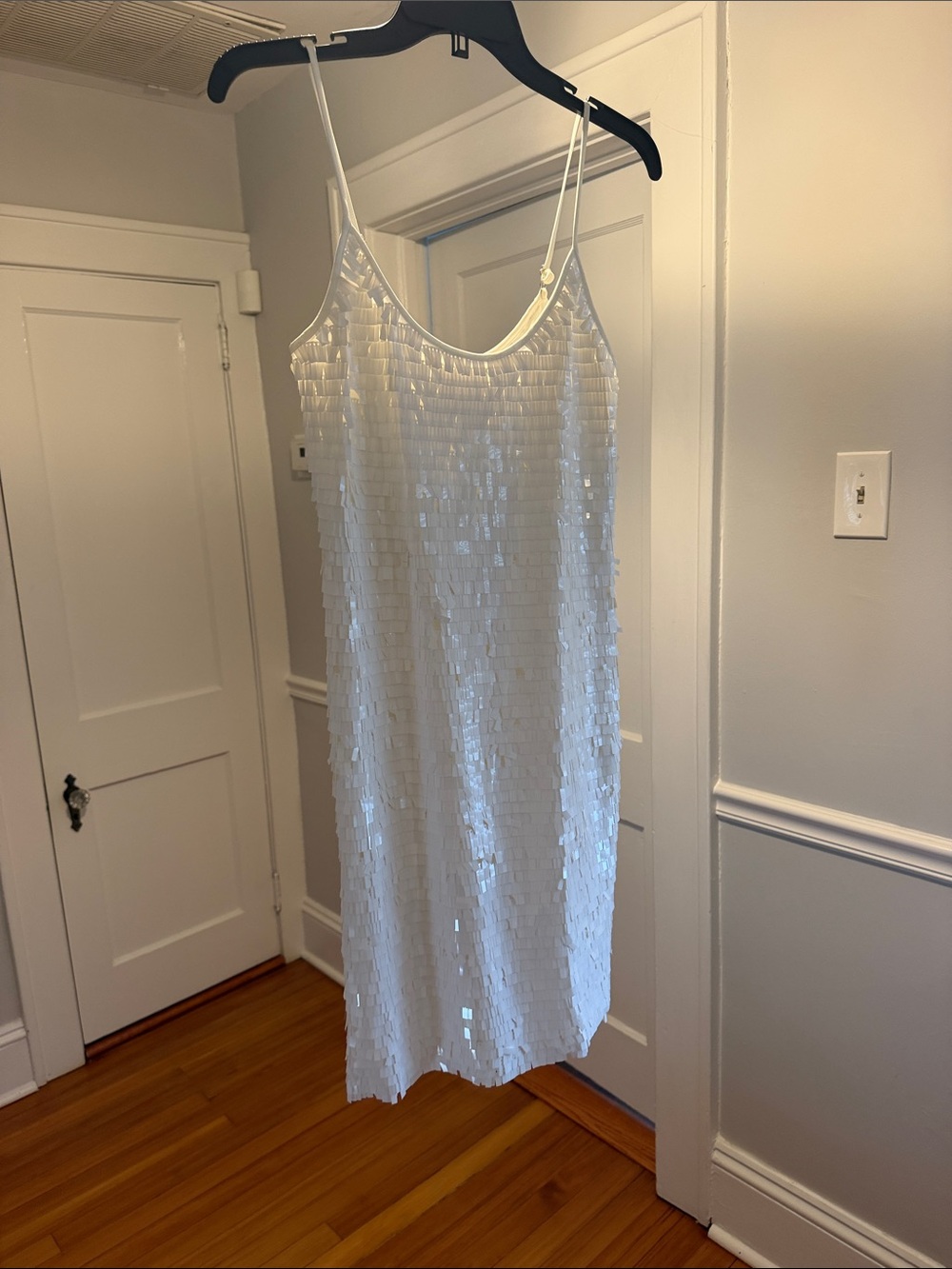 Sequins white short dress